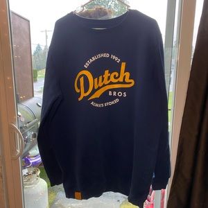 Dutch Bros Navy Blue oversized Collegiate Crew Neck Sweater size 2X